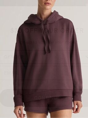 Quince SuperSoft Fleece Pullover Hoodie xl Dried Fig